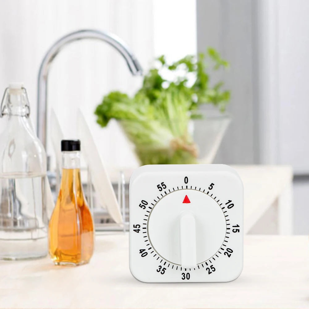 60 Minutes Kitchen Timer Countdown Alarm Reminder HILIFE Cooking Tools Mechanical Timer White Square