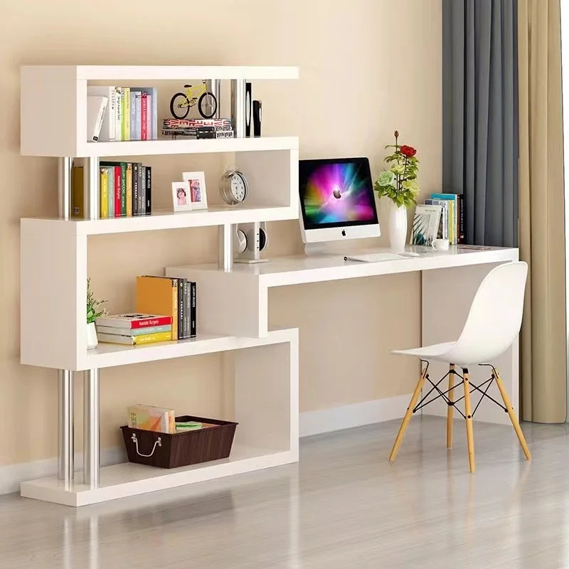 Modern Computer Desk with Bookshelf Standing Desk Shelf High-Quality Wooden Bookshelf with Computer Deskمكتب كمبيوتر مكتبي