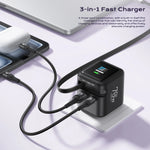 70W GaN Fast Charger with Type-C Retractable Cable 3 IN 1 PD3.0 QC4.0 PPS Fast Charging for IPhone 16 15 14 Xiaomi Tablet Laptop
