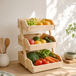 Kitchen Countertop Organizer Ventilated Kitchen Rack with Trays Wooden Storage Rack Open-Front Countertop Organizer Space-Saving