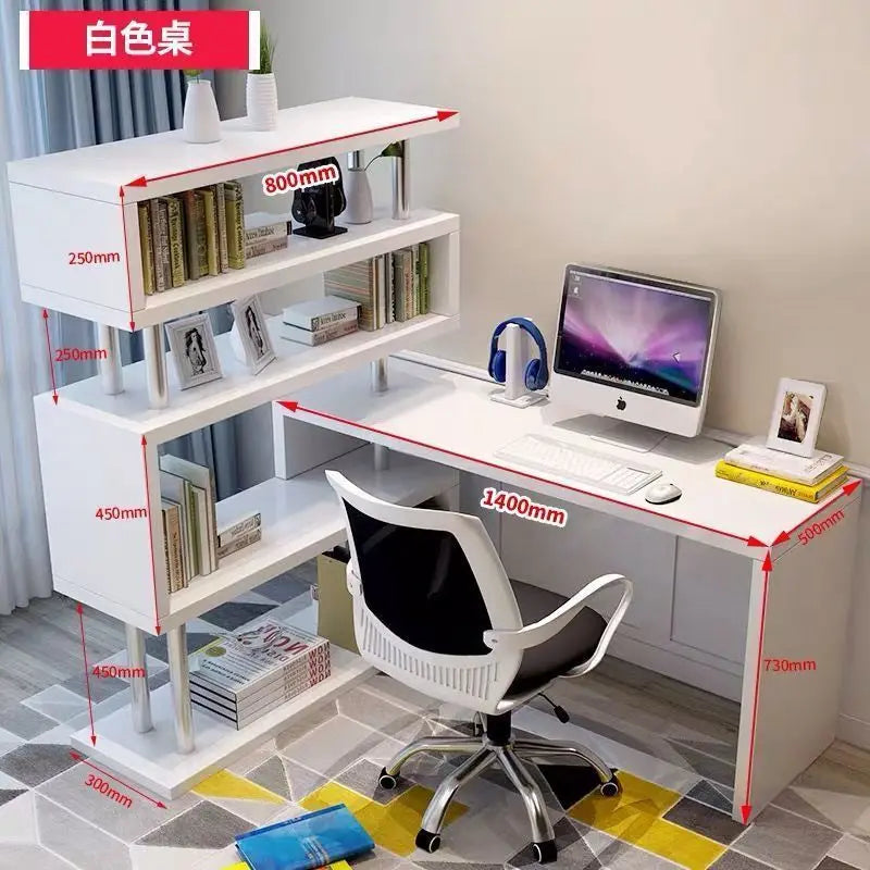 Modern Computer Desk with Bookshelf Standing Desk Shelf High-Quality Wooden Bookshelf with Computer Deskمكتب كمبيوتر مكتبي