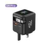 70W GaN Fast Charger with Type-C Retractable Cable 3 IN 1 PD3.0 QC4.0 PPS Fast Charging for IPhone 16 15 14 Xiaomi Tablet Laptop