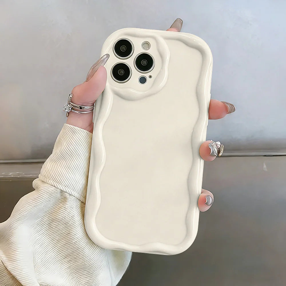 Anti Drop For Phone Case For iPhone 17 Pro 17 16 15 14 13 12 11 Pro Max 16 15 Plus Protection 3D Korean Ripple Soft Cover Coque
