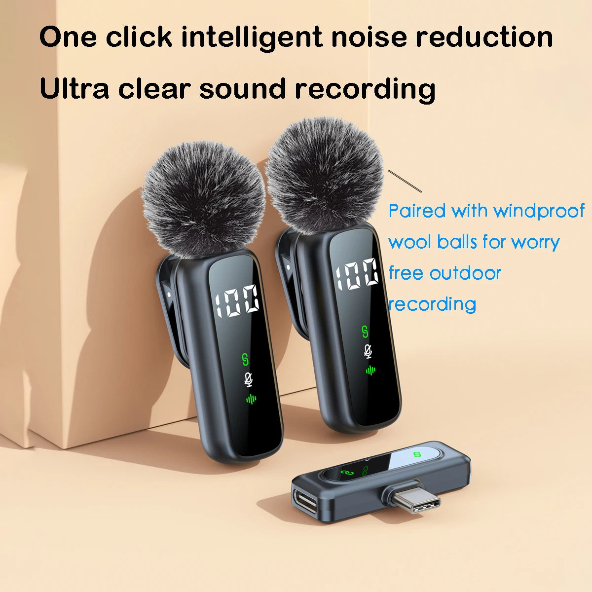 Wireless Lavalier Microphone, with a Sturdy and Rotatable Clip, Long Battery Life, Suitable for Type-C Interface Devices