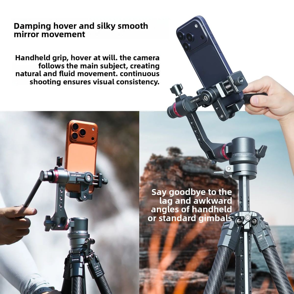Leaplight LYR3 3-Axis Universal Phone Gimbal Stabilizer Tilt Adjustable 360 Degree Rotation for Video Recording Live Streaming