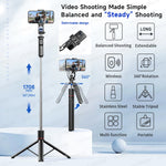 F16 Selfie Stick Tripod with 1708mm Long 8-Section Pole, Bluetooth Remote, 360° Rotation, 1/4 Interface, for Phone Camera Vlog