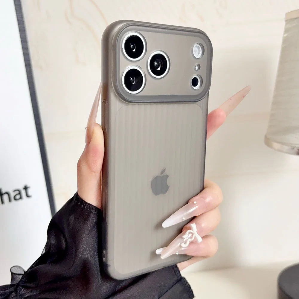 Corrugated Soft Matte TPU Case for iPhone 17 Pro Max 16 15 14 13 12 Pro Max Luxury Ultra Thin Translucent Phone Protection Cover