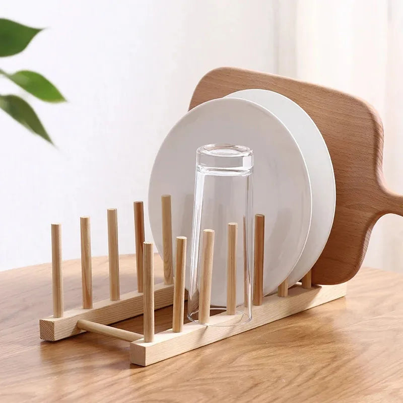 Kitchen Storage Organization Multi Functional Storage Rack Tableware Drainboard Woodiness Dish Drying Rack Kitchens Accessories