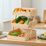 Kitchen Countertop Organizer Ventilated Kitchen Rack with Trays Wooden Storage Rack Open-Front Countertop Organizer Space-Saving
