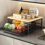 Kitchen Countertop Organizer Double Layer Organize Shelf Counter Organizer Drawer Microwave Spices Shelf Kitchen accessories