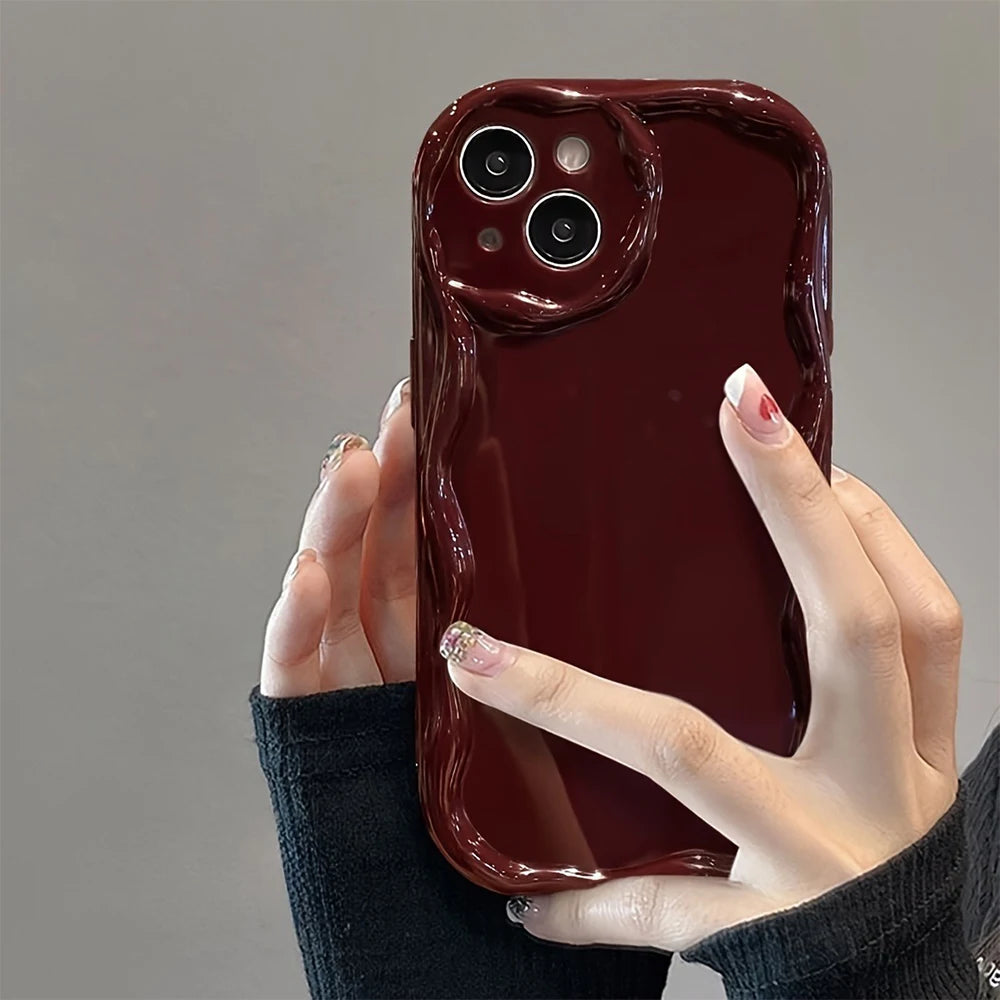 Anti Drop For Phone Case For iPhone 17 Pro 17 16 15 14 13 12 11 Pro Max 16 15 Plus Protection 3D Korean Ripple Soft Cover Coque