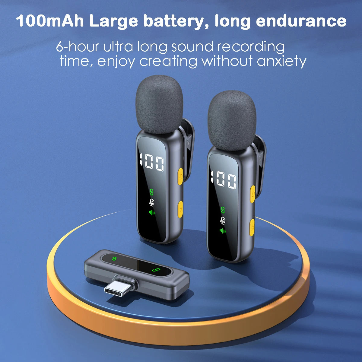 Wireless Lavalier Microphone, with a Sturdy and Rotatable Clip, Long Battery Life, Suitable for Type-C Interface Devices