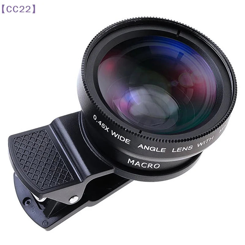 （CC22）2in1 Fisheye Phone Lens 0.45X Wide Angle Zoom Fish Eye Macro Lenses Camera Kits With Clip Lens On The Phone For Smartphone