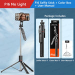F16 Selfie Stick Tripod with 1708mm Long 8-Section Pole, Bluetooth Remote, 360° Rotation, 1/4 Interface, for Phone Camera Vlog