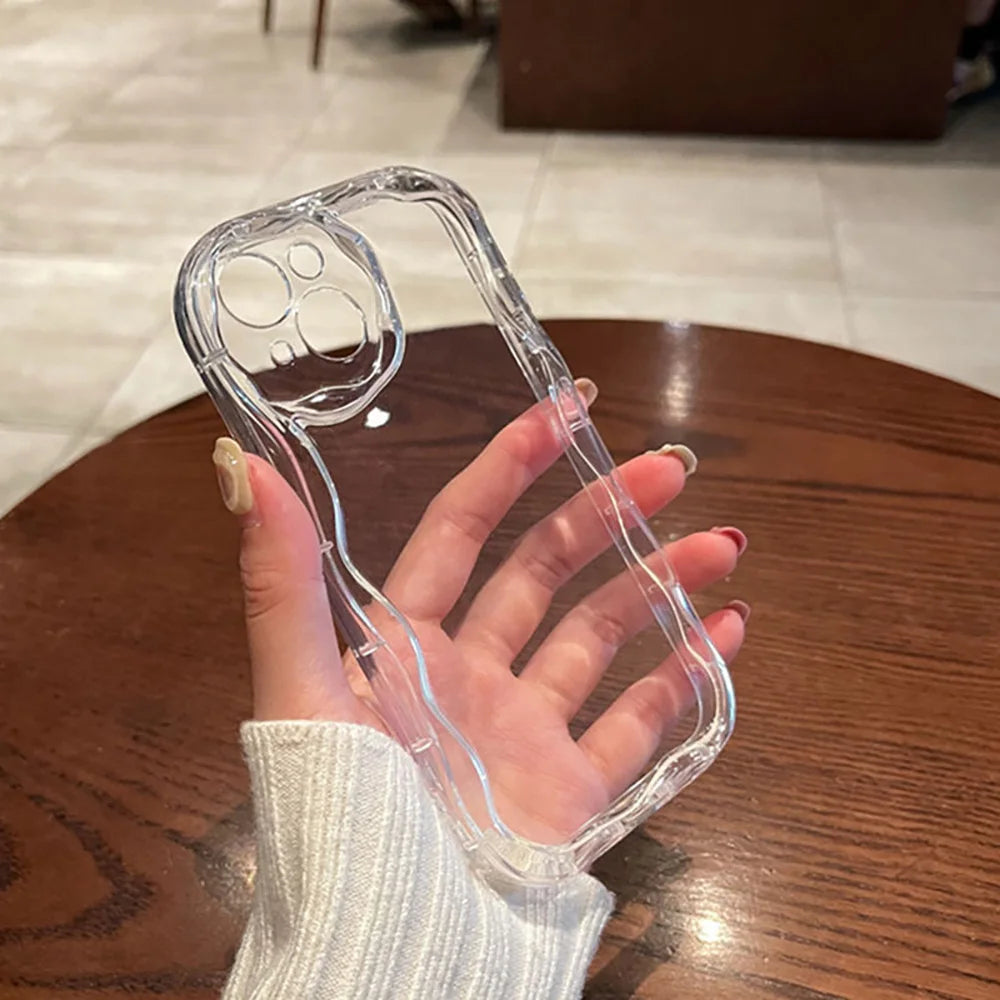 Anti Drop For Phone Case For iPhone 17 Pro 17 16 15 14 13 12 11 Pro Max 16 15 Plus Protection 3D Korean Ripple Soft Cover Coque