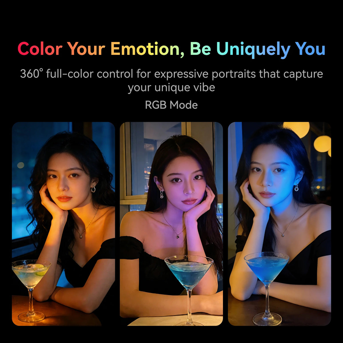 TELESIN Magnetic 360° Rotation RGB Fill Light Mini Selfie Light 3 Mode Adjustable Color Brightness for Smartphone Iphone Android