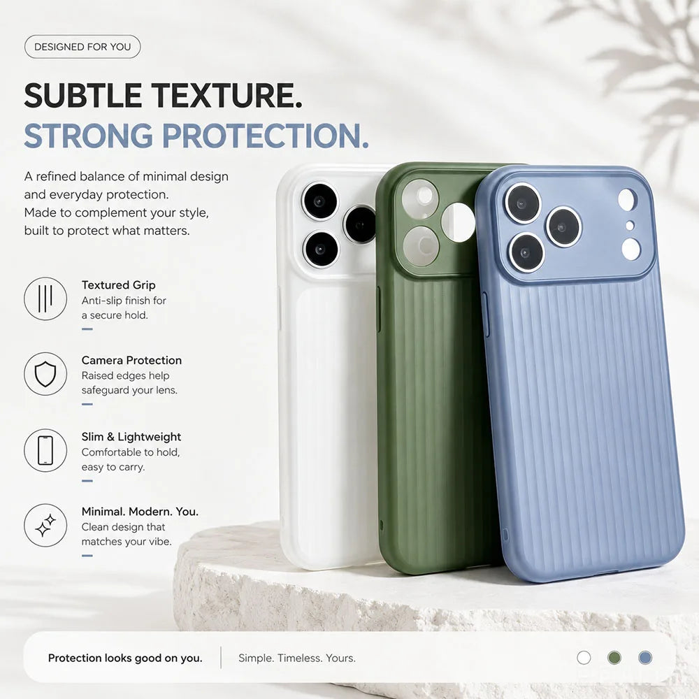 Corrugated Soft Matte TPU Case for iPhone 17 Pro Max 16 15 14 13 12 Pro Max Luxury Ultra Thin Translucent Phone Protection Cover