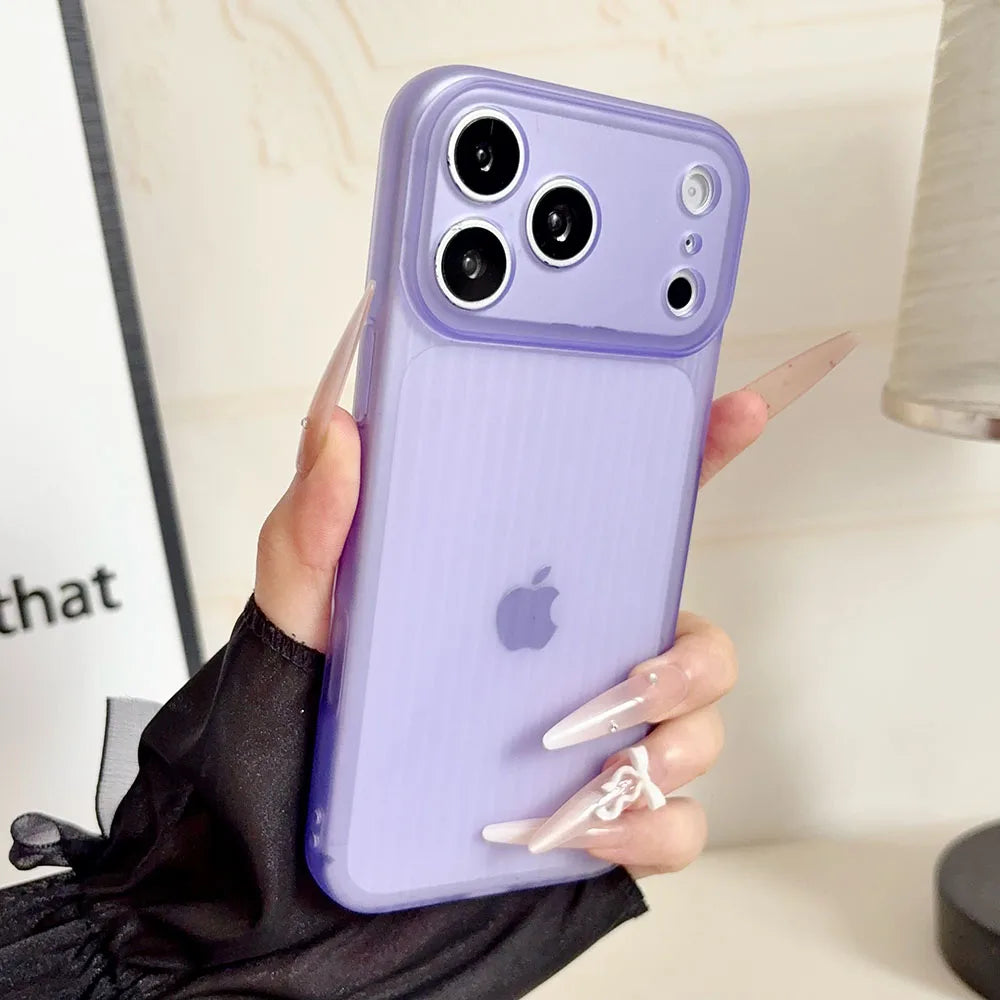 Corrugated Soft Matte TPU Case for iPhone 17 Pro Max 16 15 14 13 12 Pro Max Luxury Ultra Thin Translucent Phone Protection Cover