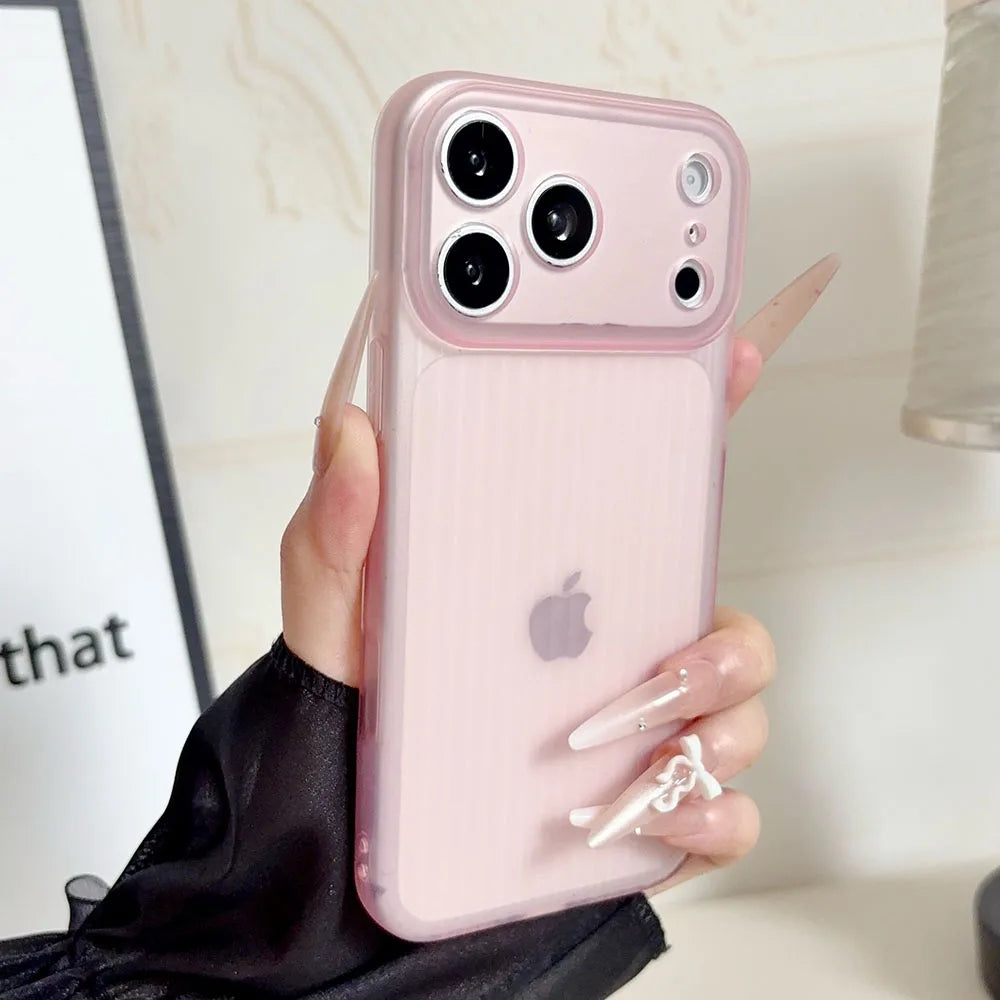 Corrugated Soft Matte TPU Case for iPhone 17 Pro Max 16 15 14 13 12 Pro Max Luxury Ultra Thin Translucent Phone Protection Cover
