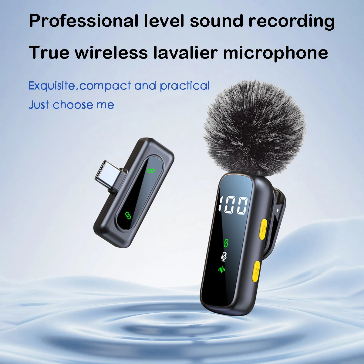 Wireless Lavalier Microphone, with a Sturdy and Rotatable Clip, Long Battery Life, Suitable for Type-C Interface Devices