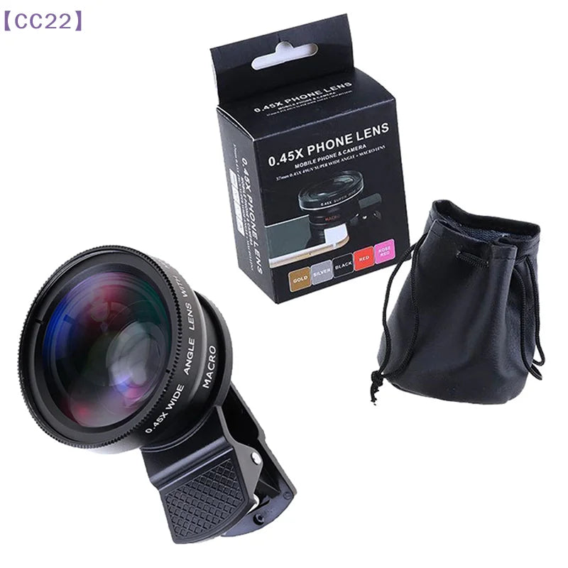 （CC22）2in1 Fisheye Phone Lens 0.45X Wide Angle Zoom Fish Eye Macro Lenses Camera Kits With Clip Lens On The Phone For Smartphone