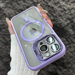 Luxury Magnetic Shockproof Phone Case For iPhone 16 15 14 13 12 11 Pro Max Plus Pro Funda Stand Glass Lens Protection Back Cover