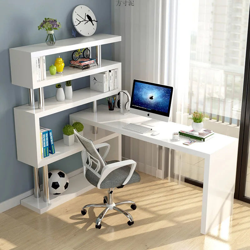 Modern Computer Desk with Bookshelf Standing Desk Shelf High-Quality Wooden Bookshelf with Computer Deskمكتب كمبيوتر مكتبي