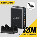 Essager 320W GaN Charger 8Port USB Type C Desktop Charging Station PD 100W Fast Charging For iPhone 17 16 15 iPad MacBook Laptop