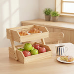 Kitchen Countertop Organizer Ventilated Kitchen Rack with Trays Wooden Storage Rack Open-Front Countertop Organizer Space-Saving