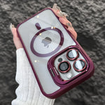 Luxury Magnetic Shockproof Phone Case For iPhone 16 15 14 13 12 11 Pro Max Plus Pro Funda Stand Glass Lens Protection Back Cover