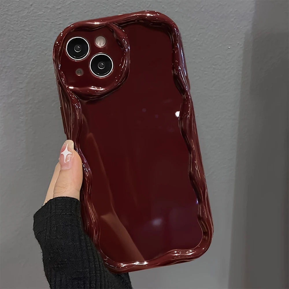Anti Drop For Phone Case For iPhone 17 Pro 17 16 15 14 13 12 11 Pro Max 16 15 Plus Protection 3D Korean Ripple Soft Cover Coque